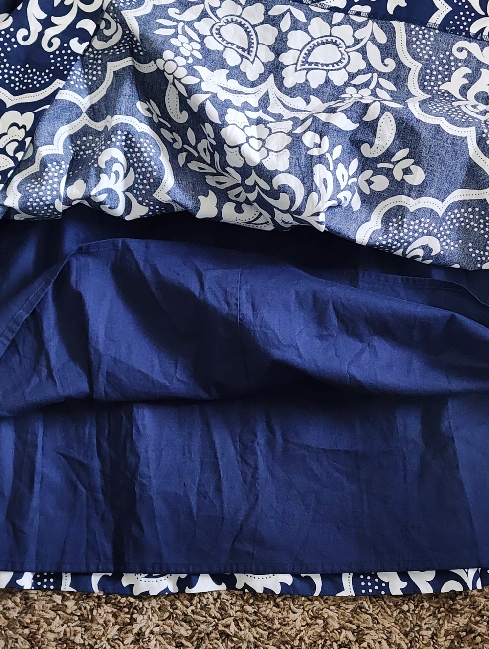 Talbots Petite A Line Midi Skirt 14 Large Navy White Floral Print Boho Coastal - Picture 5 of 10